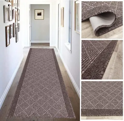 Teppichläufer 67 x 150 cm rutschfest waschbar taupe
