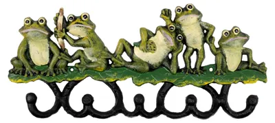 Produktbild von Wandgarderobe Frösche 5 Haken grün Gusseisen 32,5 x 14 x 4 cm