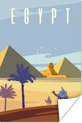 Produktbild von MuchoWow® Poster Illustration einer Wüste in Ägypten 120x180 cm - Kunstposter