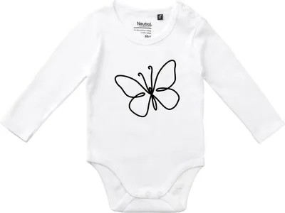 Produktbild von Huuraa Baby Body Schmetterling Silhouette 80 White  Baumwolle Fairtrade Langarmbody Geschenkidee