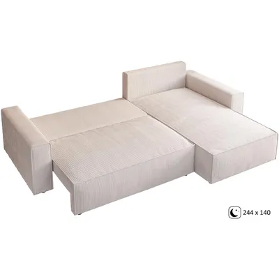 Produktbild von BEAUTYSOFA Ecksofa 290cm, Modernes Bettsofa mit Schlaffunktion und Bettkasten, Schlafsofa, Couch beidseitig montierbar Beige Poso 100 PARYS L - Form