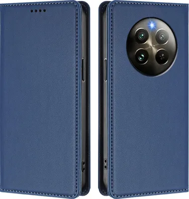 Image de Etui en cuir pour Realme 13 4G, étui magnétique en cuirPolyuréthaneavec support Bleu foncé