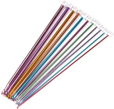 Productafbeelding van CHPN - Haaknaalden set - Haaknaalden - Haken - Bruin - Aluminium - Doe-het-zelf - 11-delig - Naaien - Breien - Haken - Gereedschap - Hobby - Haaknaald - Tunesisch