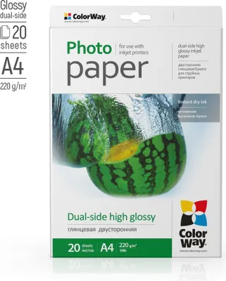 Produktbild von ColorWay Fotopapier beidseitig hochglänzend 220g/m², A4, 20 Blatt