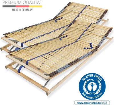 Produktbild von Lattenrost 180x200 cm verstellbares Kopf & Fußteil vormontiert Blauer Engel- 42 Latten 7-Zonen Traglast 150 kg Birkenschichtholz