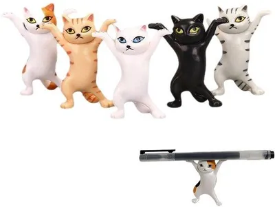 Produktbild von 5-teiliger Stifthalter mit tanzenden Katzen, Bürodekoration, Katzenfiguren, Geschenk für Katzenliebhaber
