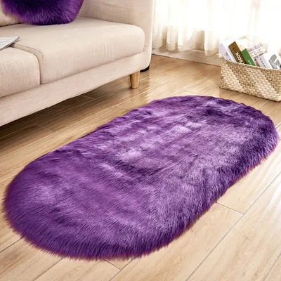 Zdjęcie produktu dla 40x60CM Owalny puszysty dywan Kudłaty dywan Kudłaty dywan Dywan do salonu Sypialnia, fioletowy