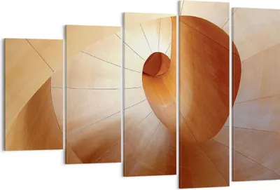 Produktbild von Bild auf Leinwand - Leinwandbild - 5 Teile - Dreidimensional Spirale Braun - 150x100cm - Wand Bild - Wanddeko - Wandbilder - Leinwanddruck - Bilder - Wanddekoration - Leinwand bilder - EG150x100-4652