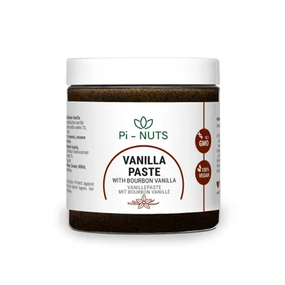 Produktbild von Pi-nuts Vanille Paste aus Bourbon-Vanillebohnen und Vanilla Extract - Intensives Aroma - Glutenfrei, keine Konservierungsstoffe - Zum Backen - 250 g