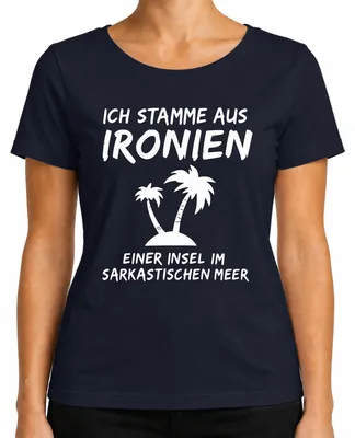 Immagine prodotto di I'm from Ironies of an Island Sarcastic Humour Palms Ladies T-Shirt, Navy, S
