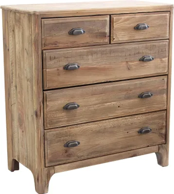 Immagine prodotto di Milani Home - cassettiera 5 cassetti 90 x 48 x 100 cm, pino riciclato naturale, legno invecchiato