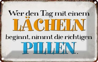 Produktbild von vianmo Blechschild 20x30 cm wer den Tag mit einem Lächeln Dekoration Spruch Zitat