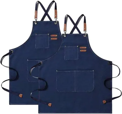 Image de Tablier de protection professionnel imperméable en toile, modèle à 3 poches, sangle réglable, lot de 2, convient aux hommes et aux femmes, pour les coiffeurs, la cuisine et le jardinage