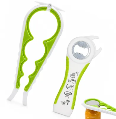 Produktbild von Multifunktions-Flaschenöffner und Glasöffner - Set mit 2 Stück - Hilfe bei schwachen Händen und Arthritis - Schraubdeckelöffner für Drehverschlüsse
