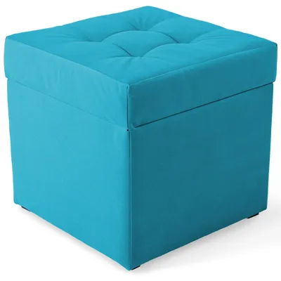 Obrázok produktu pre MG Design, modrý taburet s úložným priestorom, 45x45 cm - objem úložného priestoru 50 litrov, nosnosť do 300 kg, matný povrch, ľahko udržiavateľný, vhodný do obývačky a predsiene