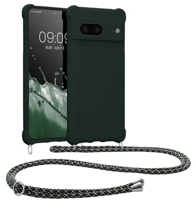 Produktbild von kwmobile Necklace Case kompatibel mit Google Pixel 7 Hülle - Cover mit Kordel zum Umhängen - Silikon Schutzhülle Moosgrün
