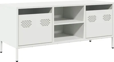 Image de vidaXL Armoire TV blanc 101,5x39x43,5 cm Acier laminé à froid