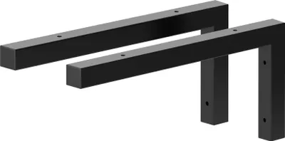 Produktbild von 2x sossai® Stahl Waschtischkonsole 40 cm, L-Profil, schwarzmatt für Waschbecken Waschtisch