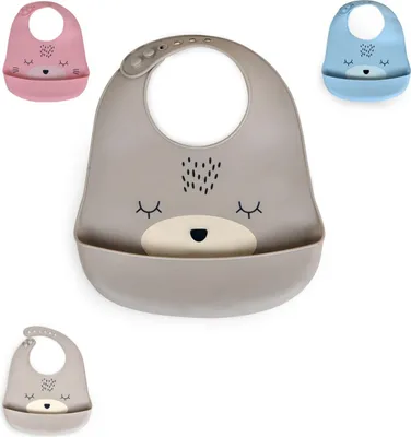 Produktbild von Cangaroo Babylatz Oscar Silikon, Tasche fr Essensreste, Verschluss einstellbar grau