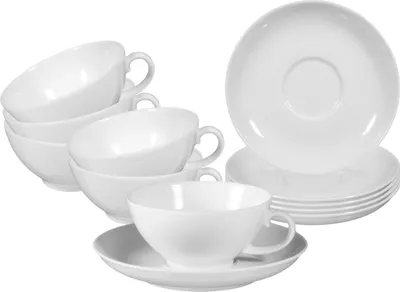 Produktbild von Seltmann Weiden Rondo/Liane Weiß Teetasse mit Untertasse 0,14l 6er Set