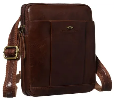 Obrázek produktu pro Peterson Pánská kožená crossbody taška hnědá 20x16 cm