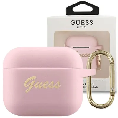 Produktbild von Guess Silicone Vintage Script - Airpods 3 Hülle (rosa)