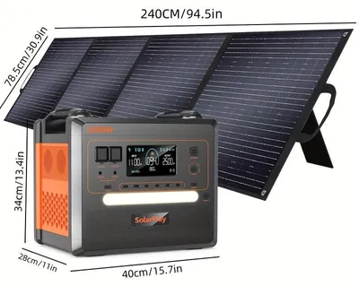 Imagen del producto de Estación de energía portátil con 2500W de potencia, batería de 2304Wh, función de carga rápida y panel solar de 200W