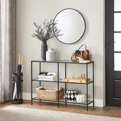 Produktbild von Konsolentisch – Beistelltisch – gehärtetes Glas – modern – schwarz – 100 x 30 x 73 cm