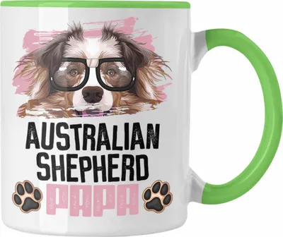 Produktbild von Trendation - Australian Shepherd Papa Besitzer Tasse Geschenk Lustiger Spruch Geschenkidee Australian Shepherd Liebhaber (Grün)