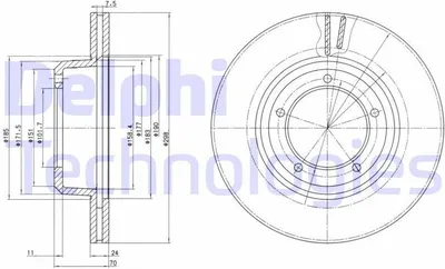 Produktbild von 2x DELPHI Bremsscheibe BG2612C für LAND ROVER Defender SUV (L316) Range Rover I