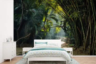 Produktbild von MuchoWow® Fototapete für Wohnzimmer oder Schlafzimmer Wandtapete Vinyl Motivtapete Bambusreihen in Asien - 420x280 cm - Zimmer für Kinder