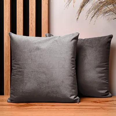 Obrázok produktu pre MG Design, dvojica vankúšových poťahov, 30 x 30 cm, sivá farba – so zipsom, jemná a mäkká s jemným leskom, ľahká údržba a dlhá životnosť