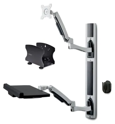 Immagine prodotto di StarTech.com Supporto a parete per workstation, supporto VESA per monitor da 32" (10 kg), supporto girevole per monitor con braccio per tastiera