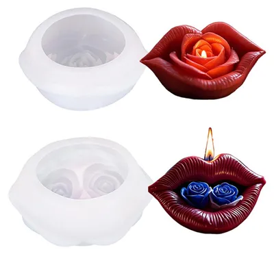 Produktbild von 2 Lippenkerzenformen, Silikonform, 3D-Harz, Epoxidharz-Gussformen, Duftkerzen, Aromatherapie, Kerzenherstellung, DIY-Form, Wachs, Seife, Bastelarbeiten, Gips, Hochzeit