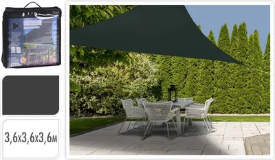 Produktbild von ProGarden Sonnensegel 3,6x3,6x3,6 m Dunkelgrau Dreieckig