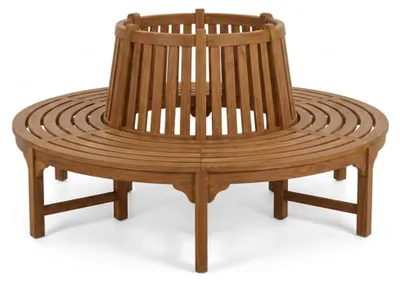 Produktbild von Premium Baumbank Timo rund 220 cm, 360° Rundbank um den Baum aus Teakholz massiv, wetterfeste Gartenbank für bis zu 10 Personen, Holzbank rund für Garten und Terrasse