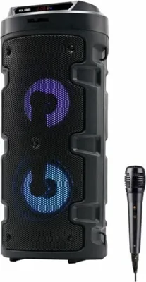 Immagine prodotto di ELBE ALT-88-TWS - Altoparlante karaoke BT portatile con luce 10 W SD, USB, FM, microfono cablato, 10 W, 4 ore di riproduzione, TWS compatibile, telecomando, batteria al litio, nero