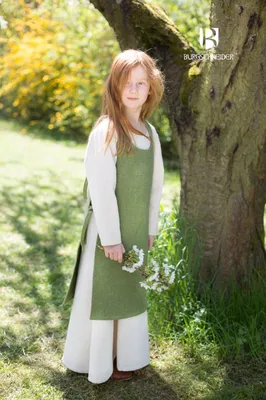 Produktbild von Kinder Mittelalter Kleid Typ Überkleid Ylva Lindgrün 152