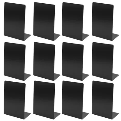 Zdjęcie produktu dla Omgoods - Zestaw 12 czarnych metalowych podkładek pod książki z antypoślizgowymi nakładkami