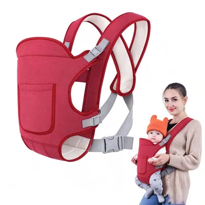Imagen del producto de Pañuelo portabebés para recién nacidos – Portabebés desde el nacimiento hasta 15 kg – Portabebés ergonómico para recién nacidos y bebés – Portabebés de cadera ajustable – Color rojo