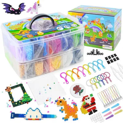 Image de Kit de perles à repasser, 18 000 pièces, 5 mm, 38 couleurs, avec 98 accessoires pour enfants