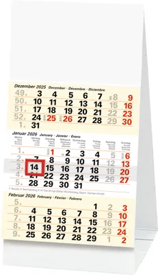 Produktbild von Glocken Tischkalender "3-Monats-Tischkalender" 2026
