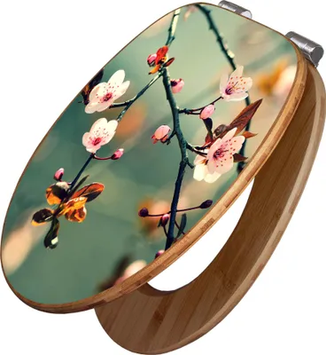 Produktbild von banjado Design WC Sitz Bambus Absenkautomatik -Japankirsche - Toilettendeckel mit Absenkautomatik Holz/hochwertiger Bambus Klodeckel/WC-Sitz für alle gängigen Toiletten [TDB2 12761]