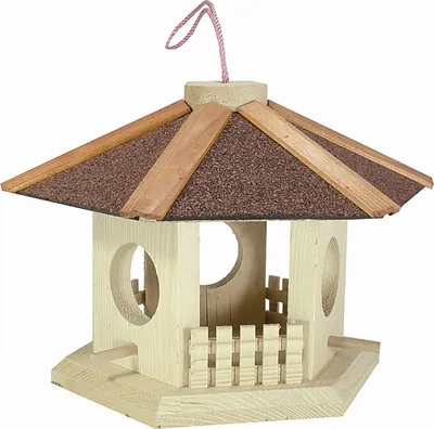 Produktbild von Elmato 10807 Vogelhaus Vogelstation Futterhaus Mühlberg, 6-eckig, Dach wetterfest, Ganzjahresnutzung 25×20 cm