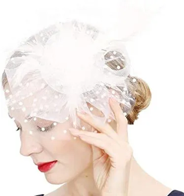 Produktbild von Fascinator Hut mit Blumen und Feder für Frauen