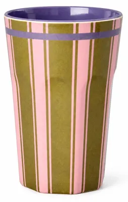 Produktbild von RICE großer Melaminbecher Streifen oliv rosa lila 400 ml