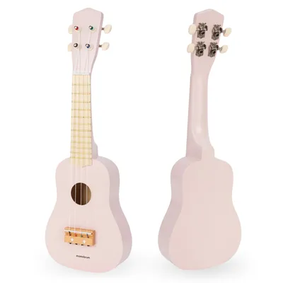 Zdjęcie produktu dla Drewniana gitara dla dzieci - ukulele - kolor różowy