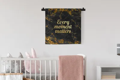 Produktbild von MuchoWow® Wandteppich Wandbehang Zitat - Gold - Glitter - Marmor 60x60 cm Tapisserie Dekoration Wandtuch - Dekorationen - Wand Decke