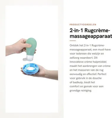 Productafbeelding van Massageapparaat 2-in-1 - Massageapparaat voor rug - Multifunctionele Massageborstel - Doucheborstel - Massagekop - Voor huidreiniging