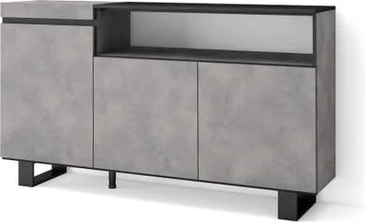 Image de COZY Buffet salon et cuisine, 150x35x87cm, 3 Portes, Ciment